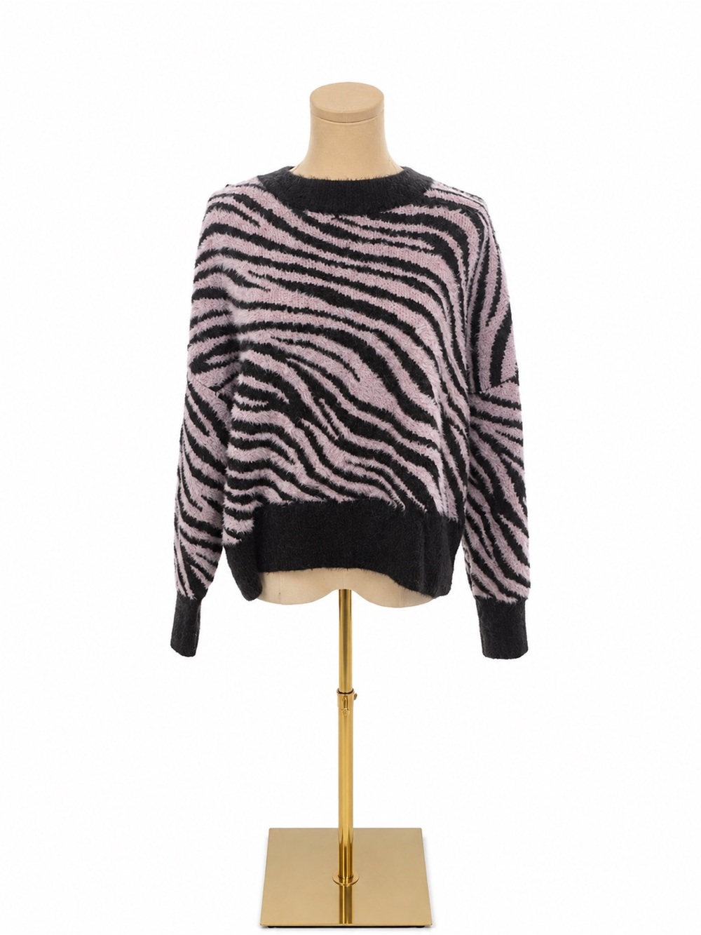 Torrid Size 1 Lilac & Black Zebra Print Fuzzy Eyelash Knit Sweater